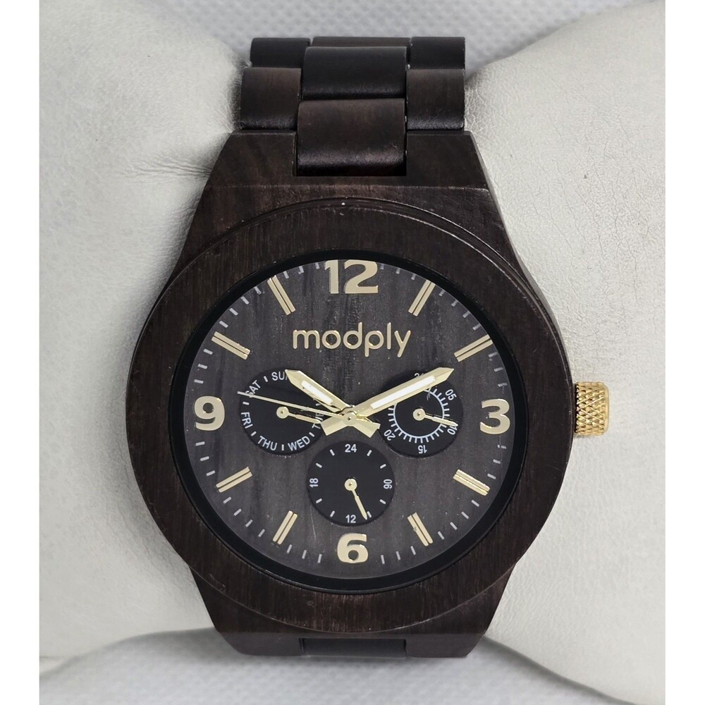 Men's Modply Wooden Classic Round Watch 13 - Picture 4 of 9